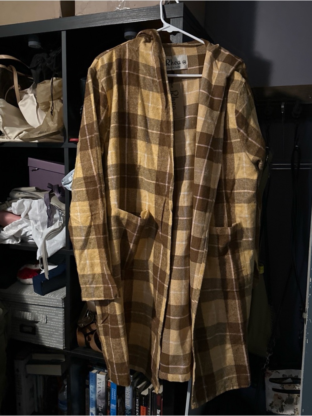 Rhea Costa Yellow and Brown Plaid Tunic Coat